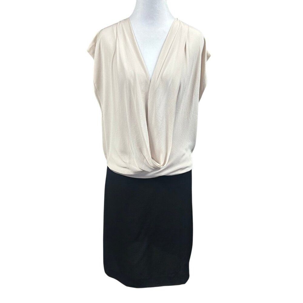 Diane Von Furstenburg Reara Dress Womens Size 10 100% Silk Colorblock Draped